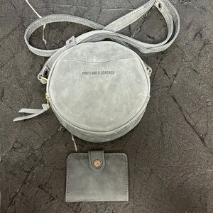 Portland Leather Light Gray Crossbody Bag